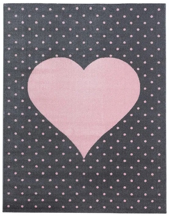 Ayyildiz, Detský kusový koberec Bambi 830 pink, 80x150, ružová, šedá, detská izba