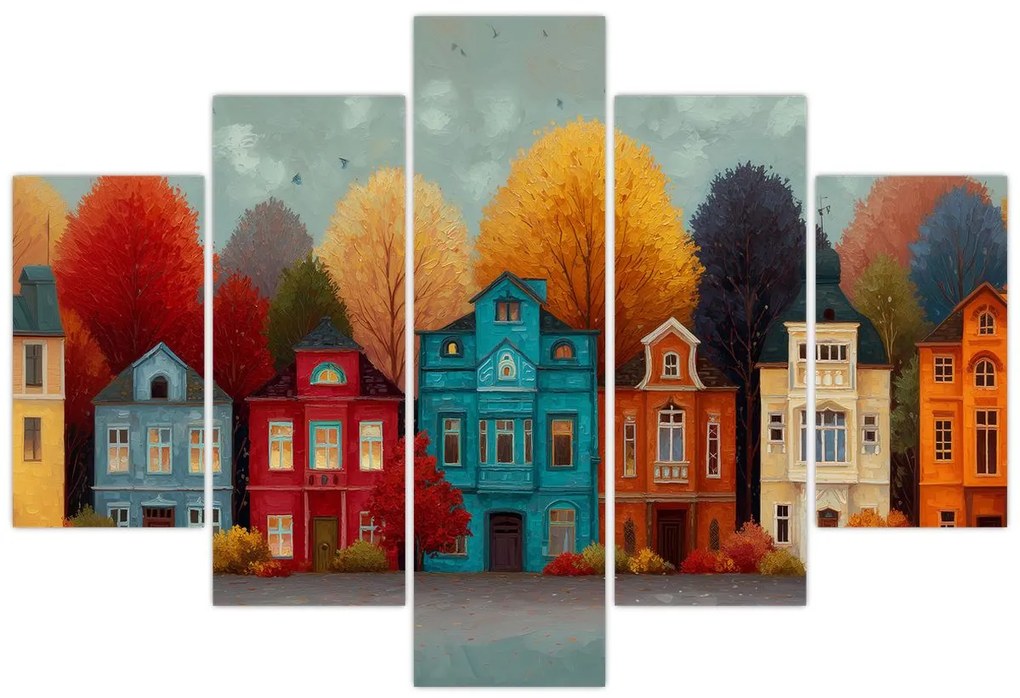 Obraz - Maľované jesenné mesto (150x105 cm)
