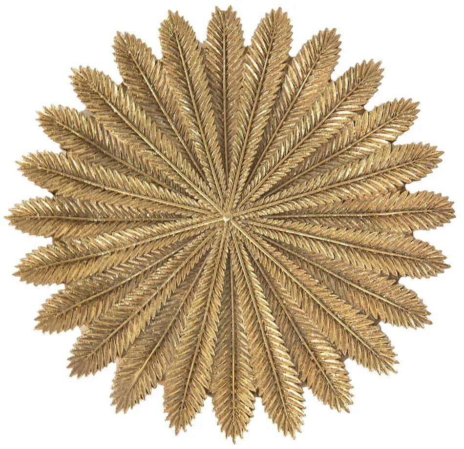 Zlatý dekoračný tanierik s dekorom listov - Ø 25*1 cm