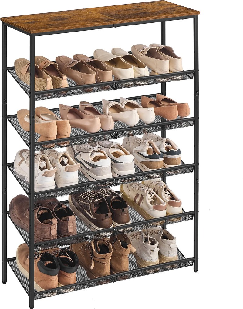 SONGMICS 6-úrovňový regál na topánky LBS044KD01 – praktický botník do predsiene