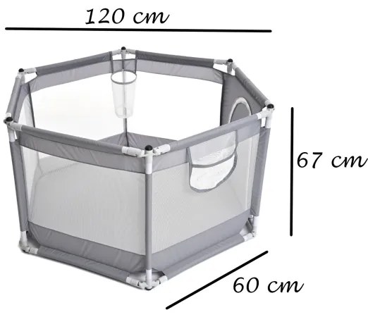 Hracia ohrádka 120 cm, sivá