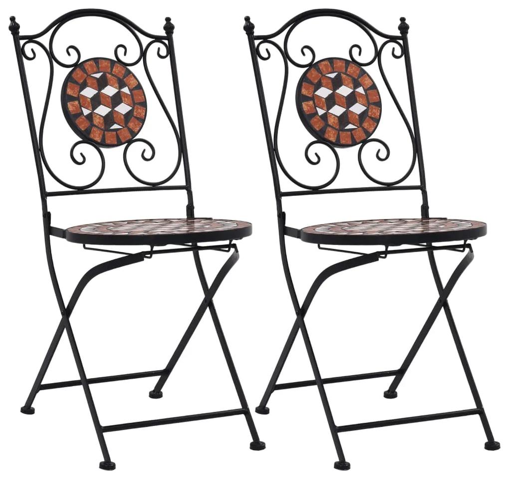 vidaXL Mozaikové bistro stoličky 2 ks, hnedé, keramika