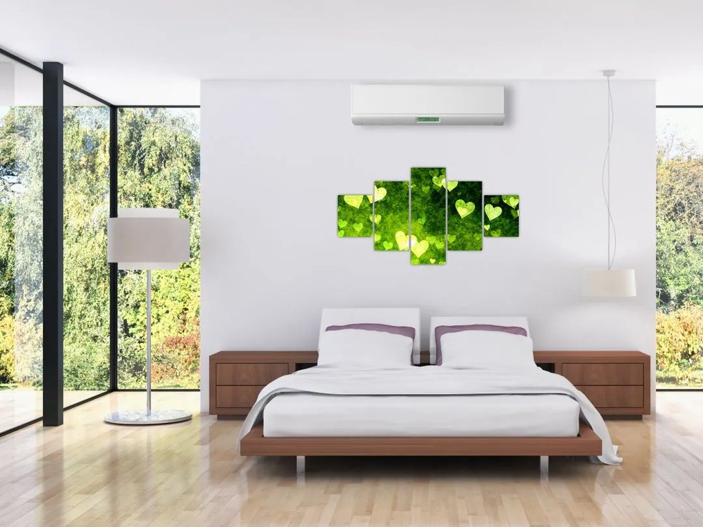 Zelená srdiečka - obraz do bytu