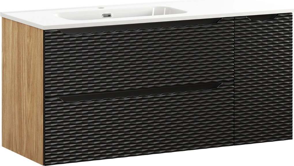 Comad Kúpeľňová skrinka s keramickým umývadlom Ocean Black 120 cm - čierna mat