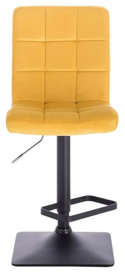 LuxuryForm DESIGN Barová stolička TOLEDO VELUR na čiernej hranatej podstave - žltá
