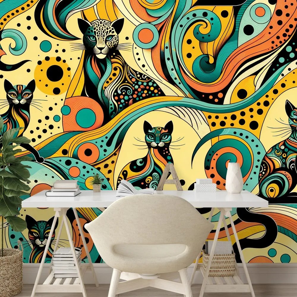 Fototapeta farebné abstraktné mačky