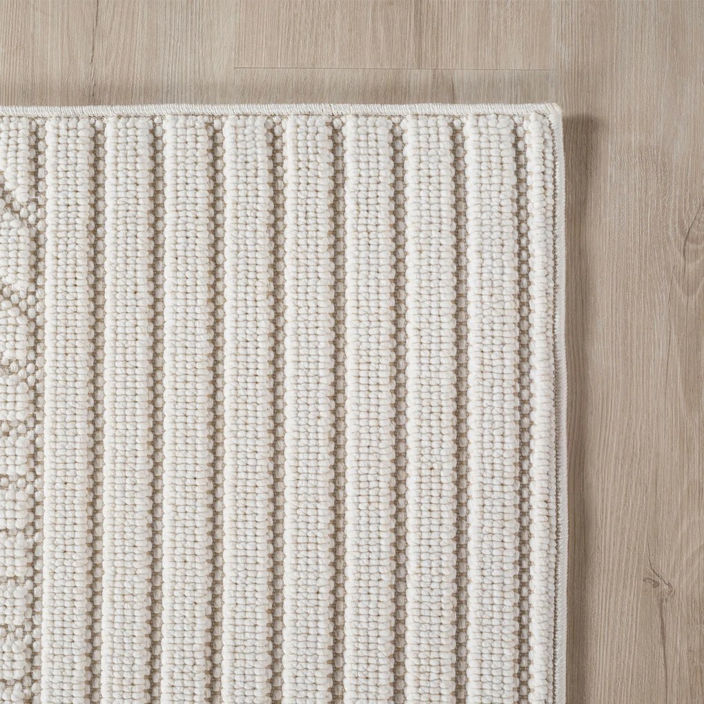 Ayyildiz, Kusový koberec Helix 2201 cream kruh, 80x80, biela, chodba / predsieň