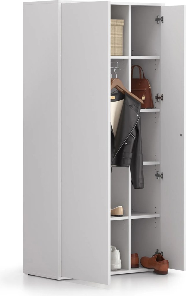 Šatní skriňa BLOCK, 850 x 400 x 1748 mm, biela