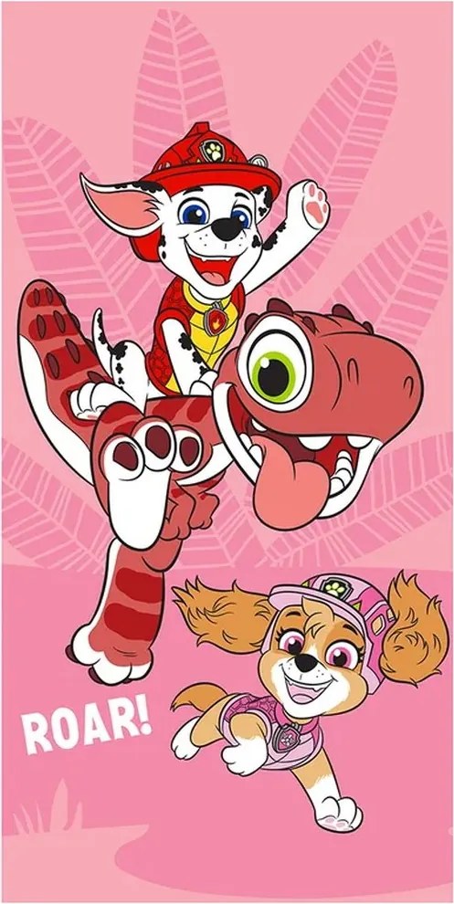 Bavlnená plážová osuška Labková patrola – Paw Patrol - motív Dinosauria jazda - 100% bavlna - 70x140 cm