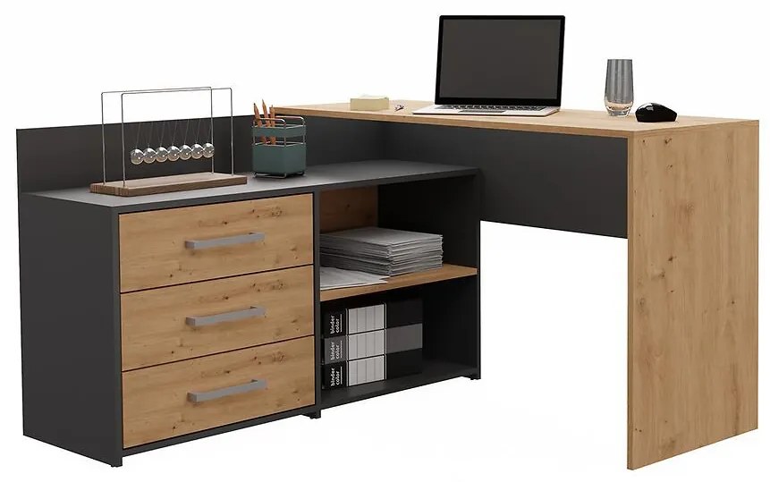 Rohový písací stôl  Dany Antracit Artisan Antracit