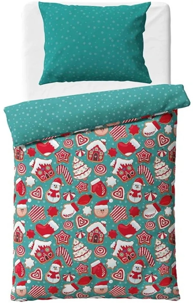 Vianočné posteľné obliečky - motív Perníčková show - 100% bavlna renforcé - 70 x 90 cm + 140 x 200 cm