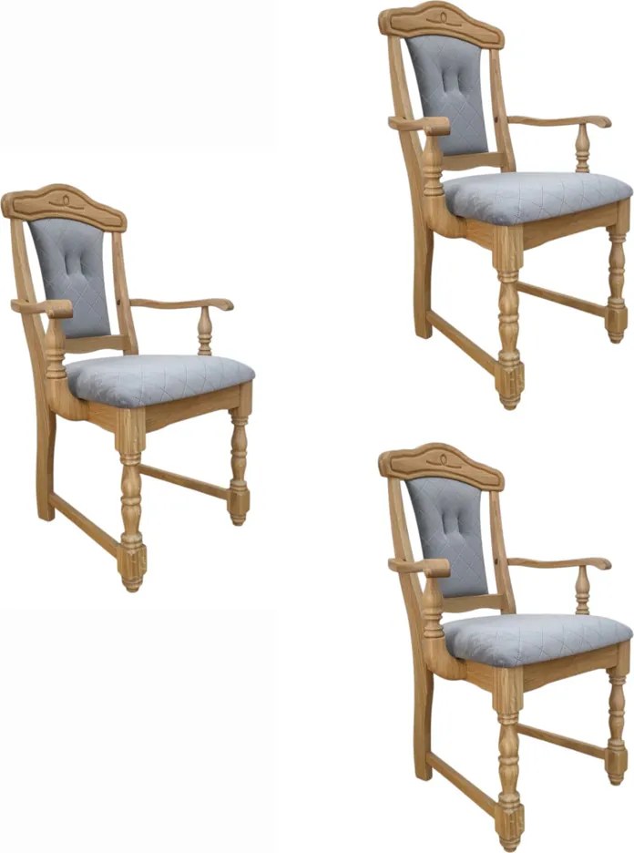 Klasická čalúnená stolička s podrúčkami - set 3 ks