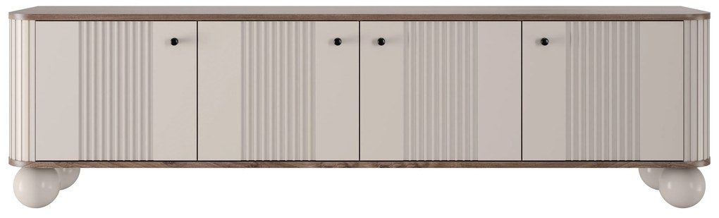 TV stolík Vespera 4D 187 cm - kašmírová / orech / čierna / kašmírové nohy