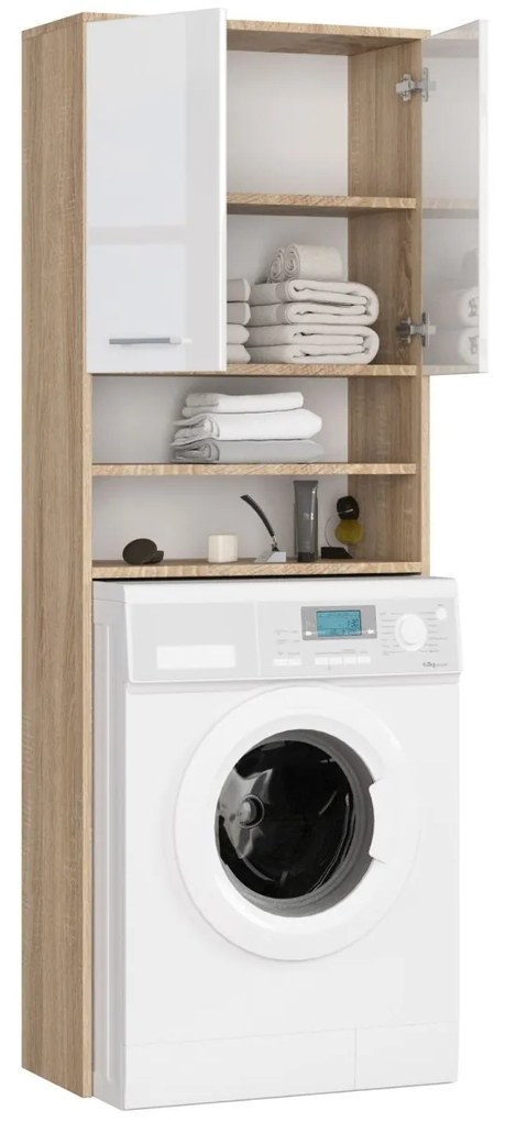 Kúpeľňová skrinka nad práčku SONOM dub sonoma/biela