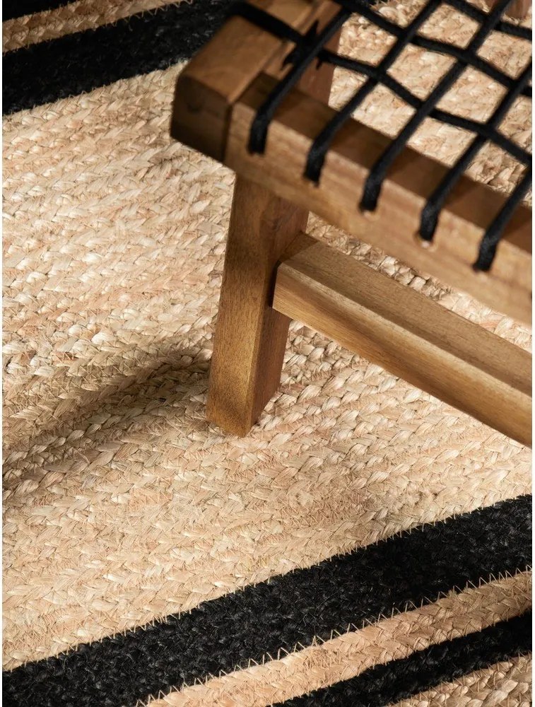 Čierny/v prírodnej farbe obojstranný/ručne tkaný jutový behúň 70x200 cm Jutta – Hanse Home