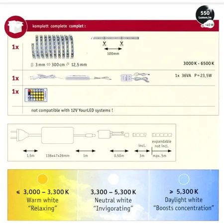 Paulmann 70624 - LED pásik MAXLED 3m 20W stmievateľný 230V s DO
