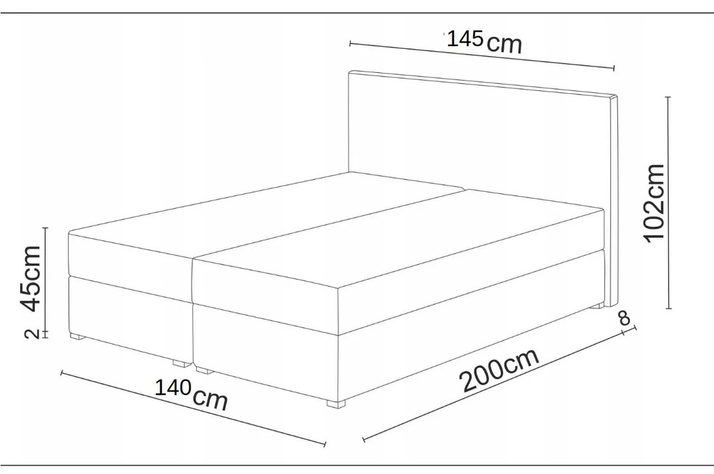 Manželská posteľ Boxspring 140 cm Lilac Comfort (vzor + biela) (s matracom a úložným priestorom). Vlastná spoľahlivá doprava až k Vám domov. 1056068