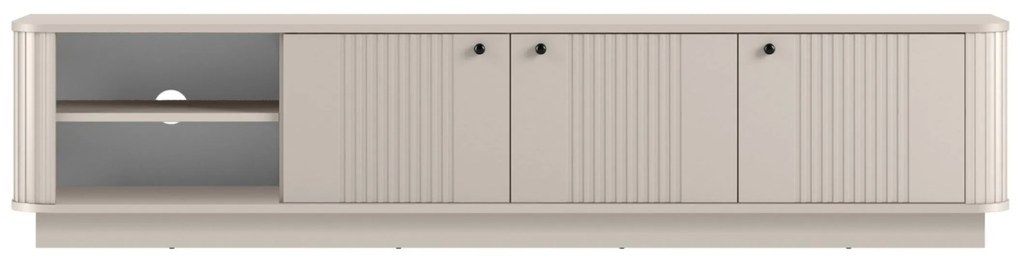 TV skrinka Vesper 3D 187 cm na sokli - kašmír / čierne úchytky