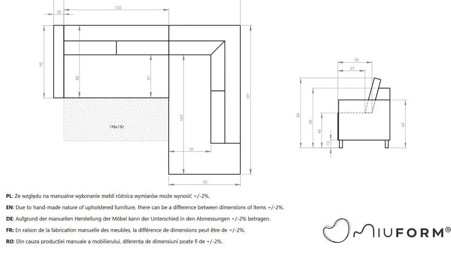 Žltá zamatová rozkladacia rohová pohovka (pravý roh) Lofty Lilly – Miuform