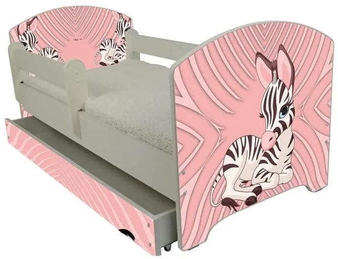 Raj posteli Detská posteľ "Ružová zebra" Oskar biela