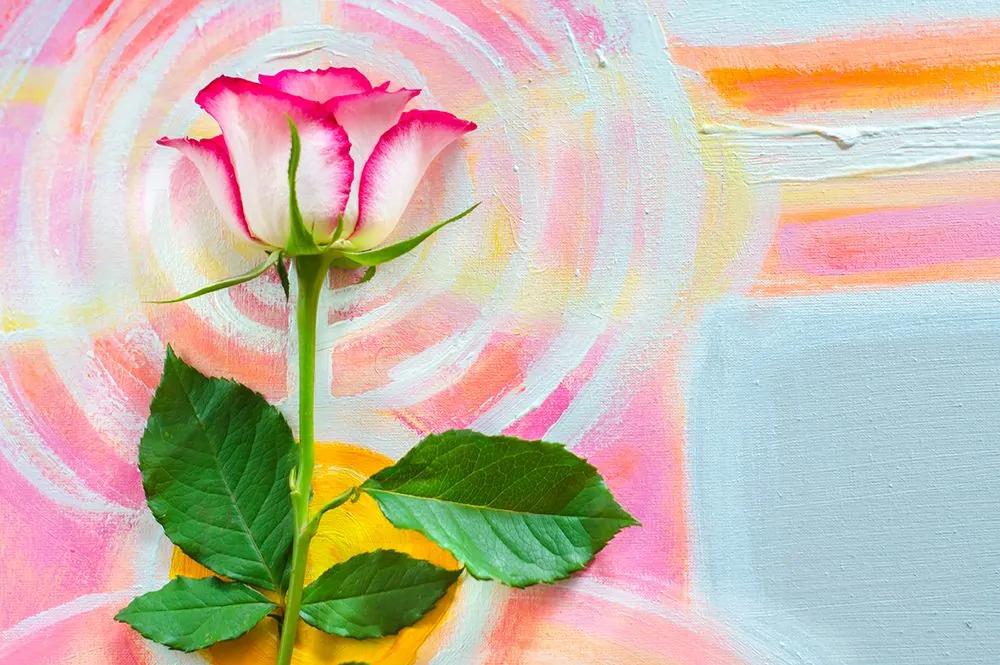 Samolepiaca fototapeta harmónia ruže s maľbou