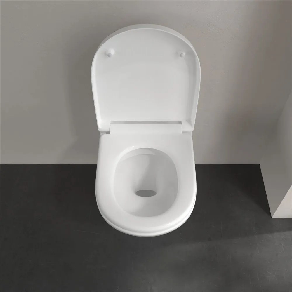 VILLEROY &amp; BOCH O.novo závesné WC s hlbokým splachovaním bez vnútorného okraja, 360 x 560 mm, biela alpská, s povrchom CeramicPlus, 5660R0R1