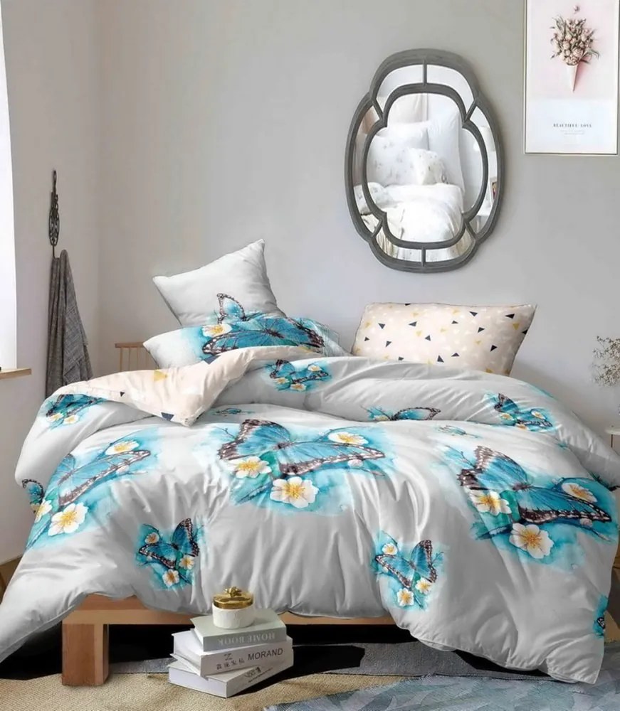 Nádherné posteľné obliečky s motívom motýľov 3 časti: 1ks 160 cmx200 + 2ks 70 cmx80