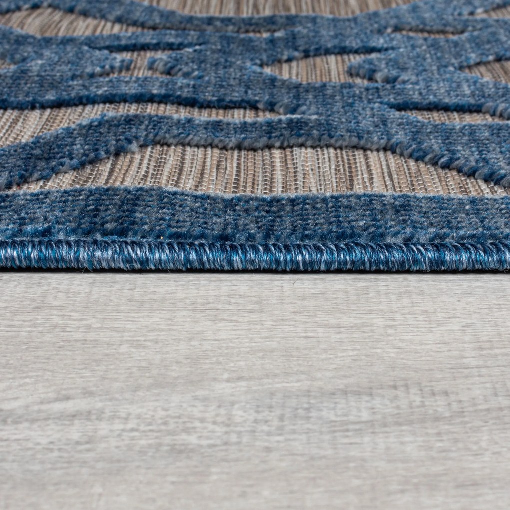 Flair Rugs, Behúň Piatto Oro Blue – na von aj na doma, 66x230, modrá, chodba / predsieň