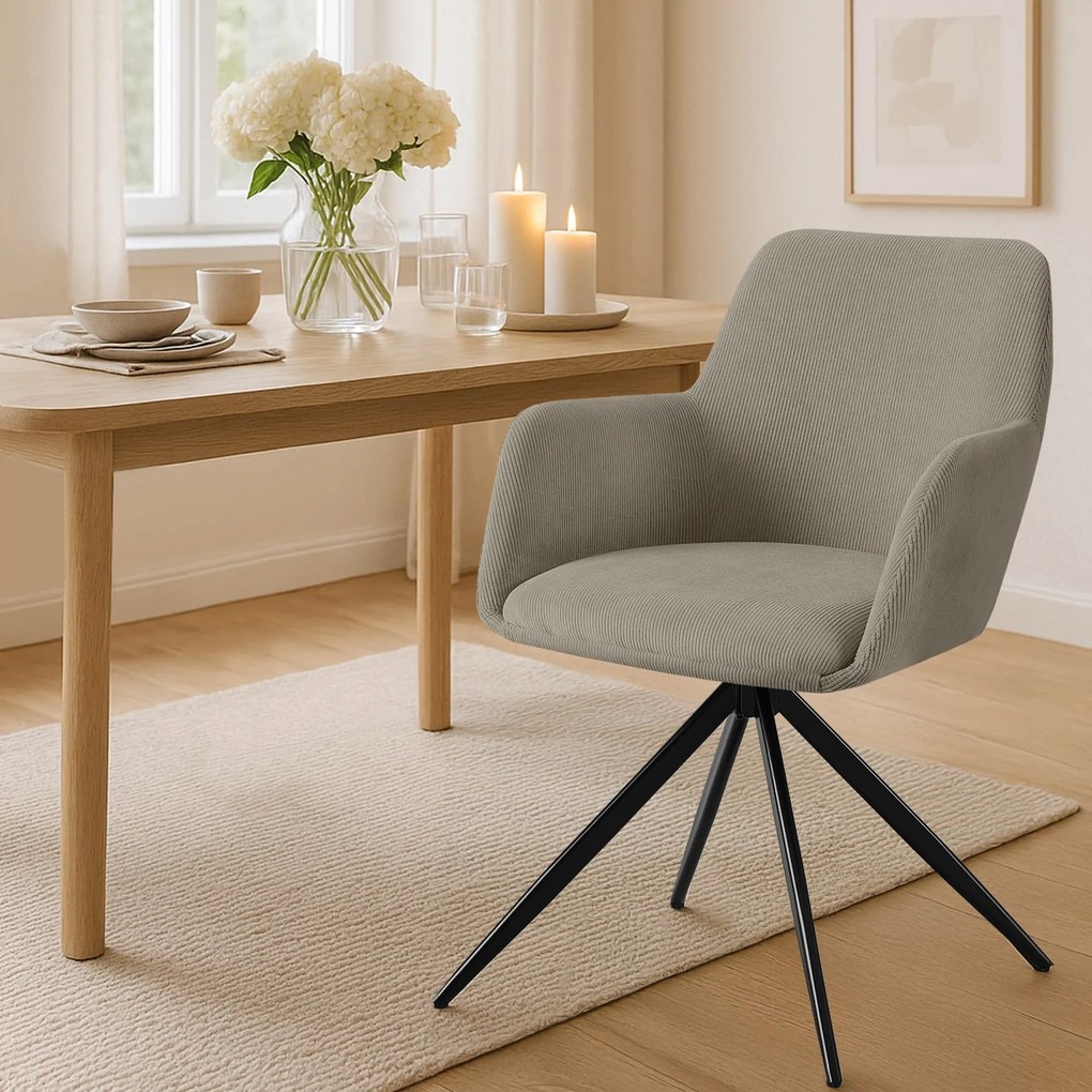 Jedálenská stolička Olema látka cord - sivohnedá