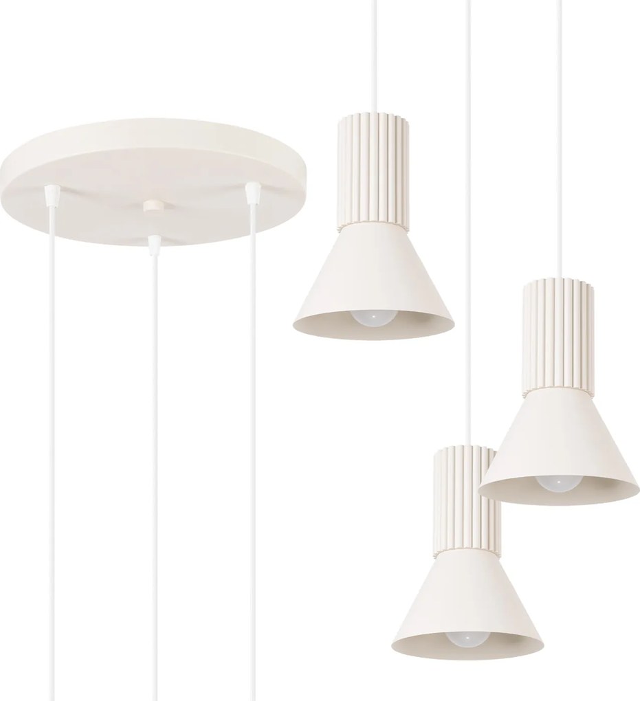 Závesné svietidlo Estria, 3x biele kovové tienidlo, be, o