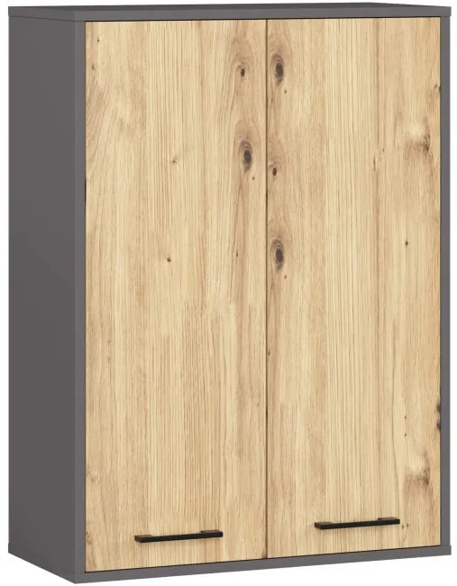Kúpeľňová skrinka FIN H934 W64 2D grafitová / dub artisan