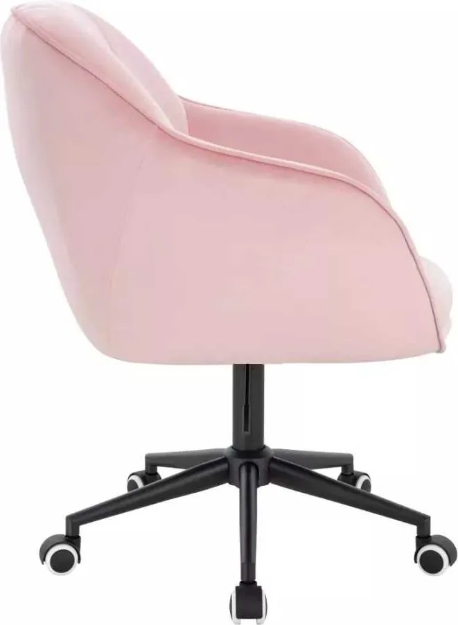 LuxuryForm DESIGN Stolička AVOLA VELUR na čiernej podstave s kolieskami - svetloružová