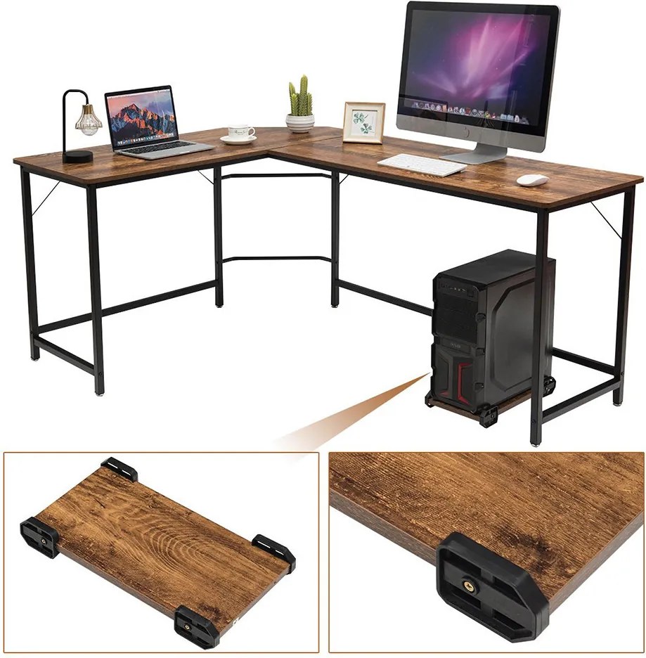 Rohový stôl hnedý