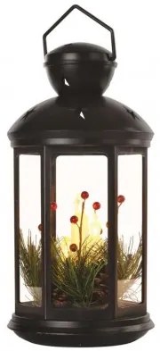 LED dekorácia – vianočný lampáš so sviečkami čierny, 35,5 cm, 3x C, vnútorný, vintage