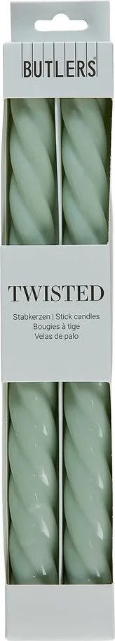 TWISTED Sada lesklých sviečok 2 ks 25,5 cm - mätová