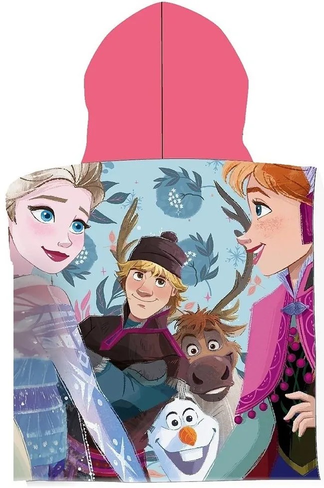 Kúpacie pončo - osuška s kapucňou Ľadové kráľovstvo - Frozen - vyrobená z mikrovlákna - 50 x 100 cm