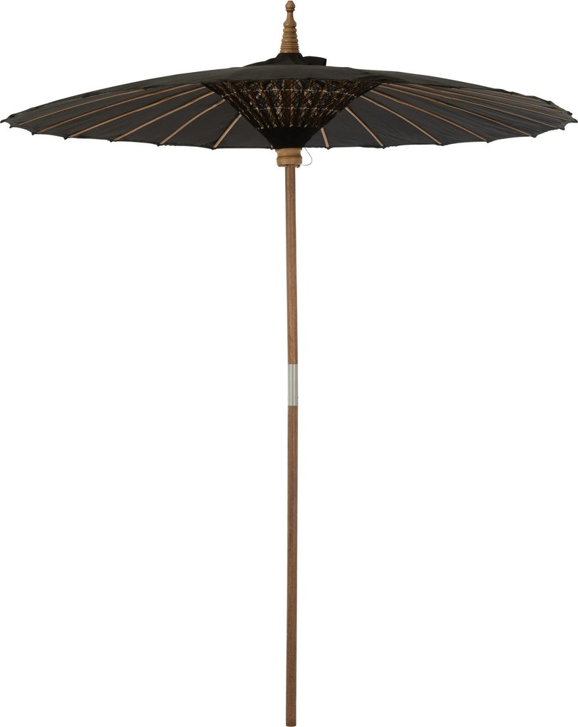 Čierny slnečník s drevenou tyčou Lorie Wood - ∅ 200*260 cm