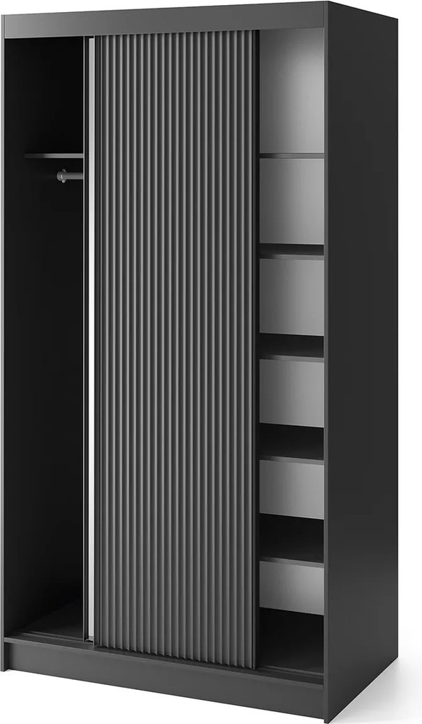 Šatní skříň Prescco se zrcadlem 120 cm černá