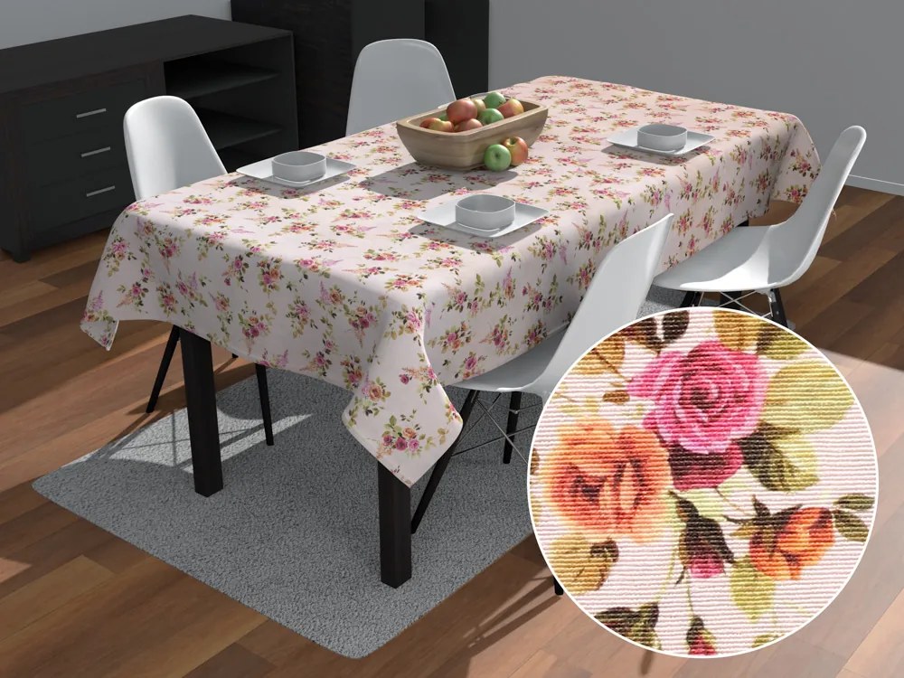 Biante Dekoračný obdĺžnikový obrus Leona LN-130 Ružičky na ružovom 120x160 cm
