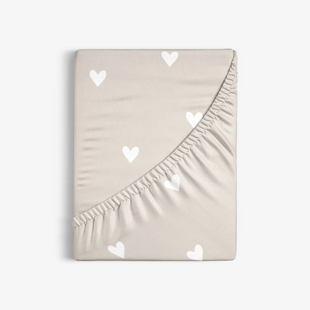 Goldea bavlnená napínacia plachta - srdiečka na latte 90 x 200 cm