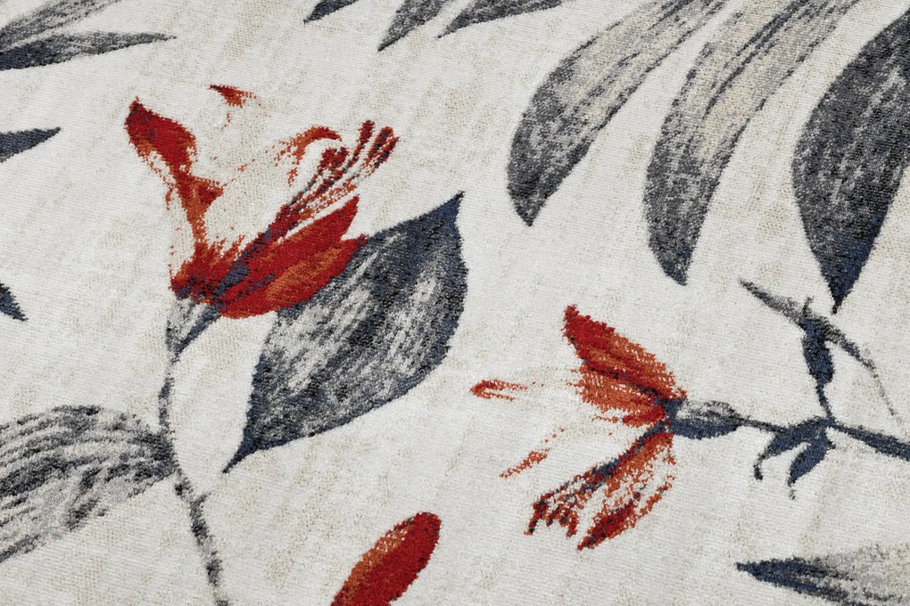 Moderný koberec MUNDO E7181 listy outdoor béžový / modrý