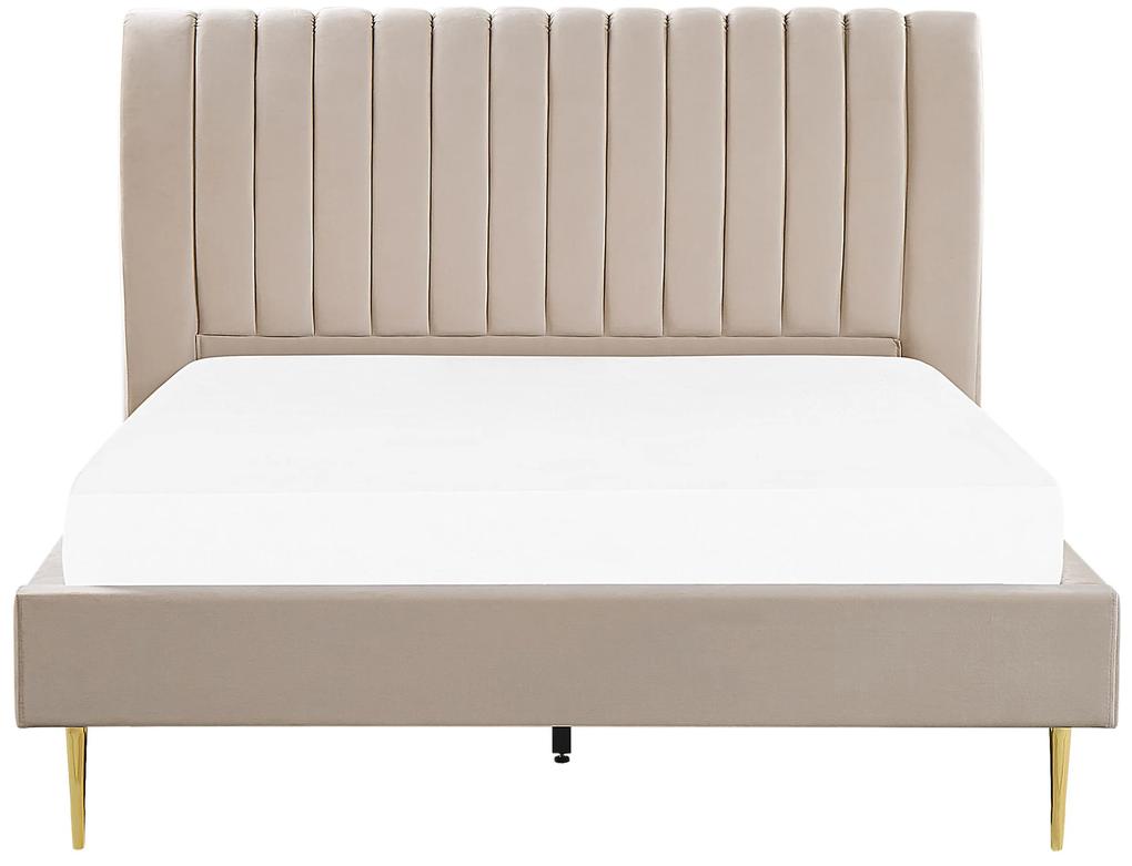Zamatová posteľ 180 x 200 cm béžová MARVILLE Beliani