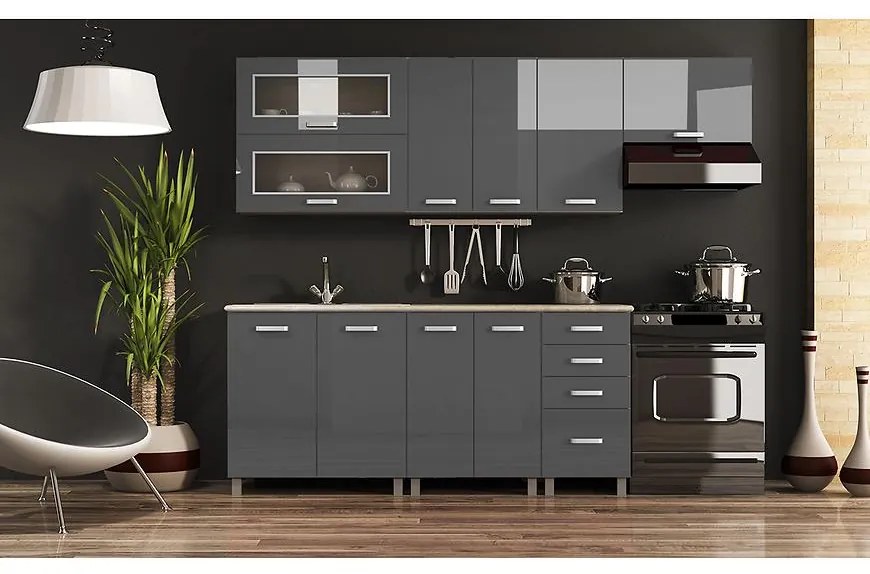 Kuchynská linka Lucjan 240 bez dosky šedý lesk