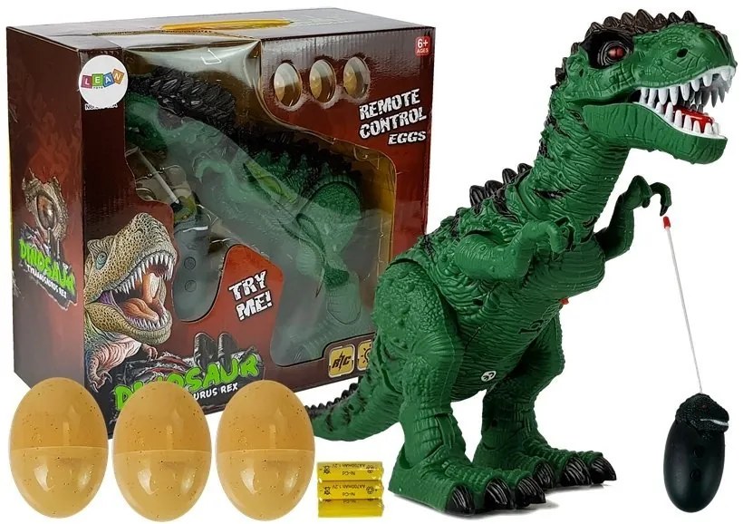 LEAN TOYS Dinosaurus Tyrannosaurus Rex 54 cm s vajíčkami RC - zelený