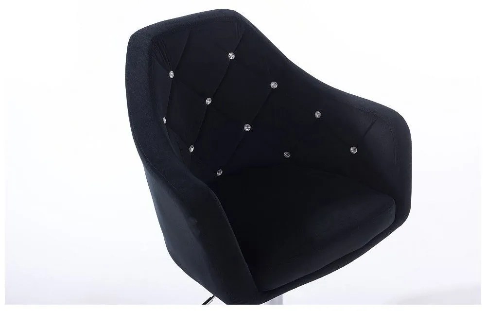LuxuryForm DESIGN Kreslo ROMA VELUR na striebornom kríži - čierne