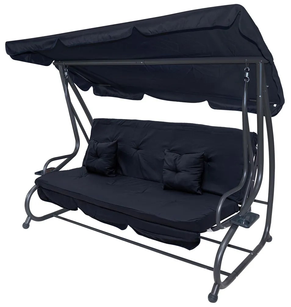 Záhradná hojdačka so strieškou, skladacia 2x1 námornícka modrá