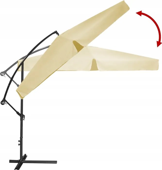 CH Krémový záhradný slnečník Banana s obalom+LED/3m