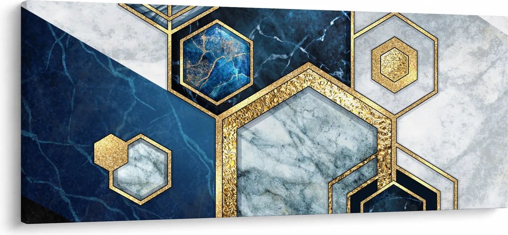 Obraz - Mramorové hexagóny (120x50 cm)