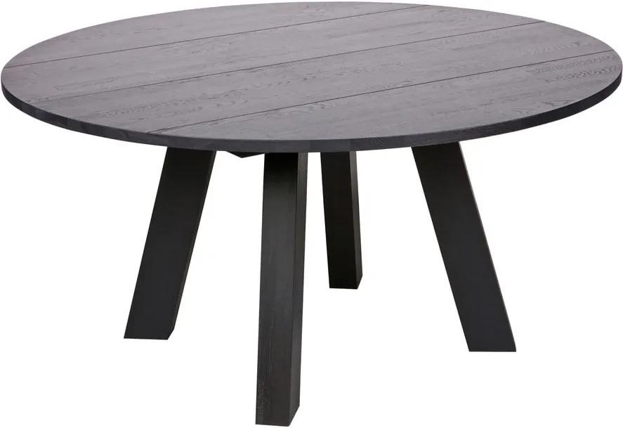 Čierny jedálenský stôl z dubového dreva WOOOD Rhonda, ⌀ 150 cm