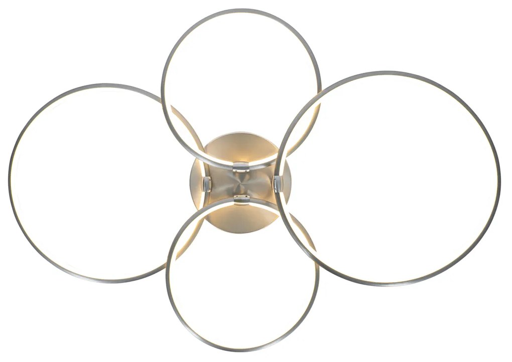 Oceľové stropné svietidlo vrátane LED 3-stupňovo stmievateľné 4-svetlo - Joaniqa